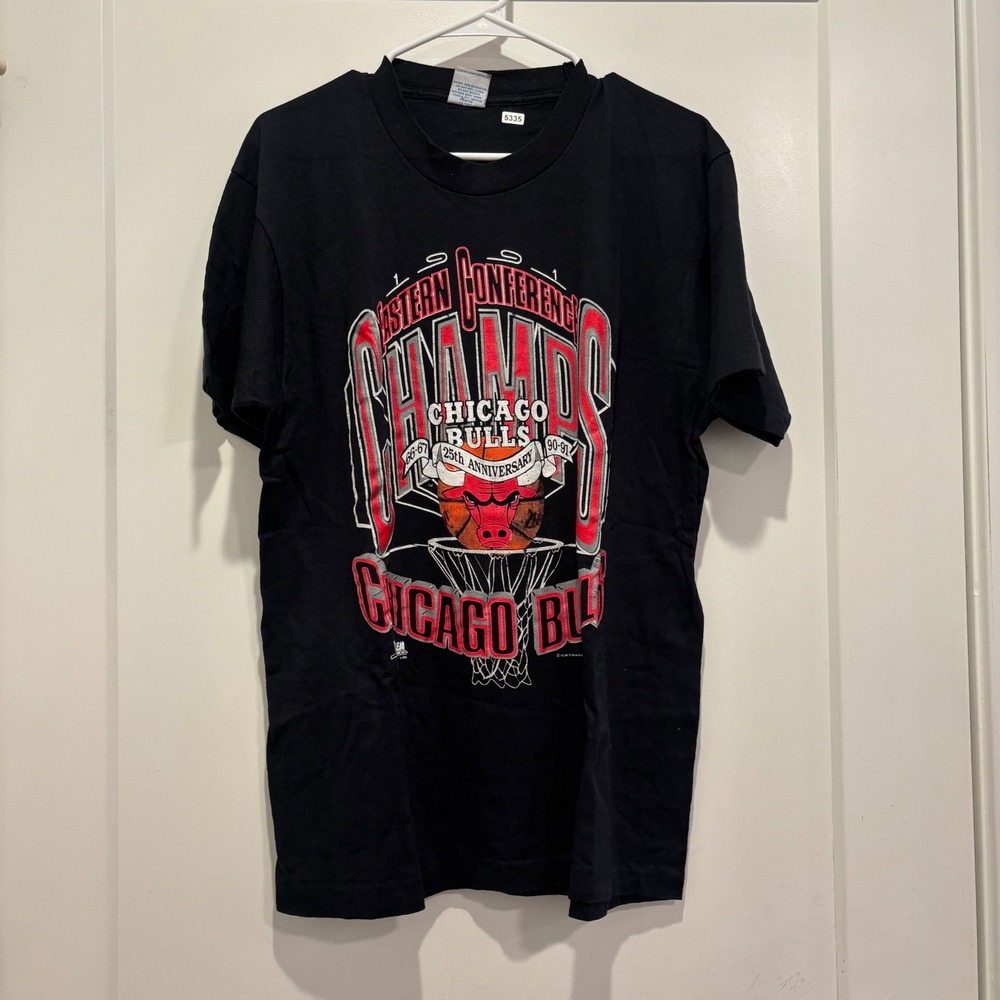 Vintage 1991 Chicago Bulls Eastern Conference Champs 25th Anniversary T-Shirt L